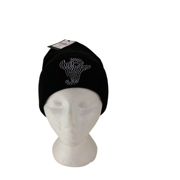 David and Young Accessories - David And Young Women's Black Beanie Ghost Hat Cap Sz.OS